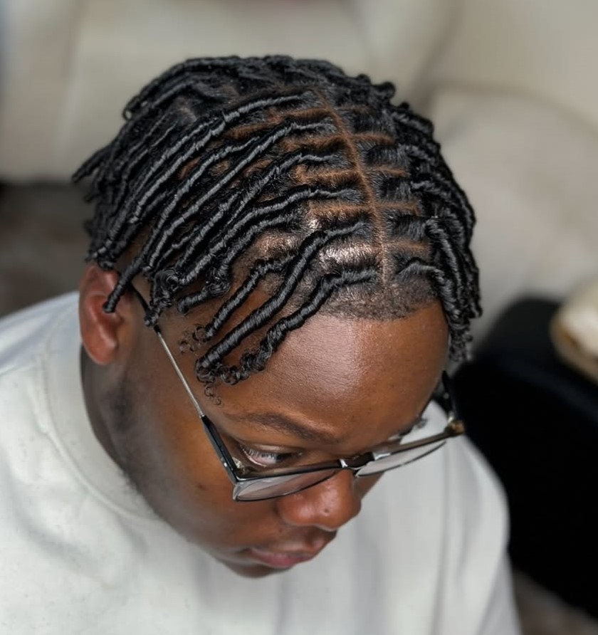 Short Middle Part Locs for Men