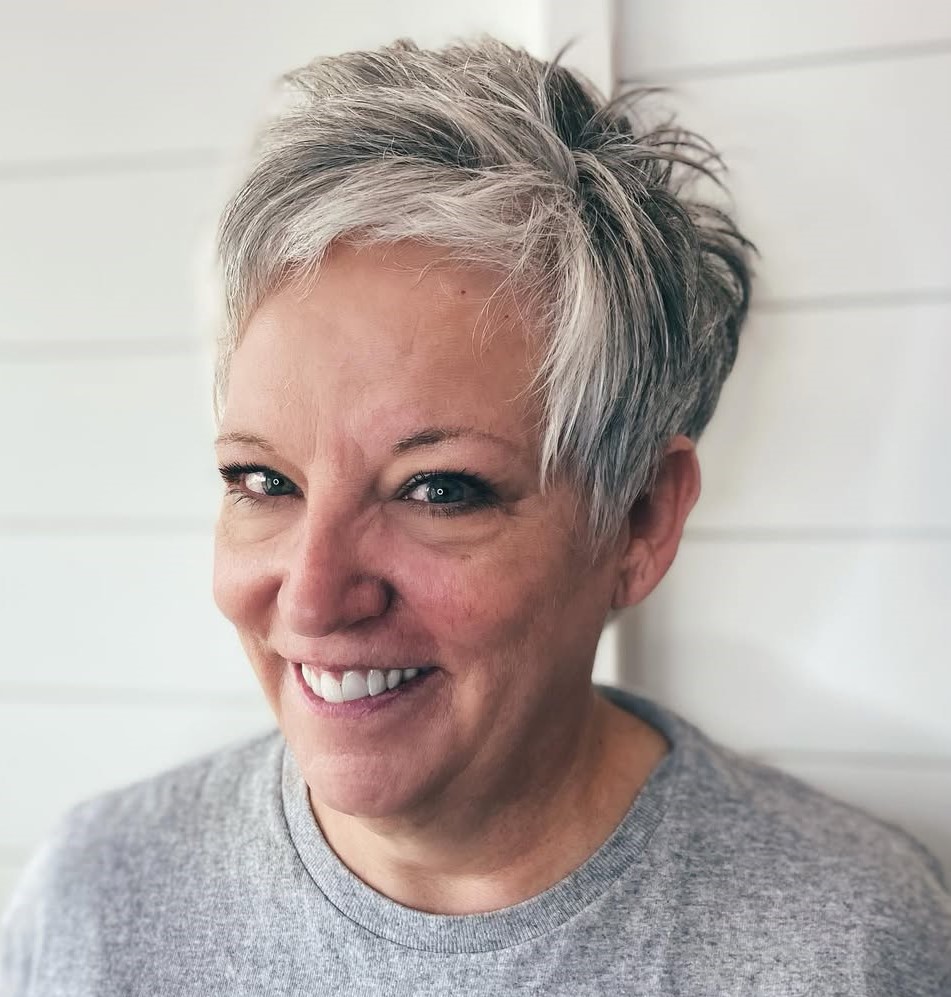 Short Textured Gray Pixie