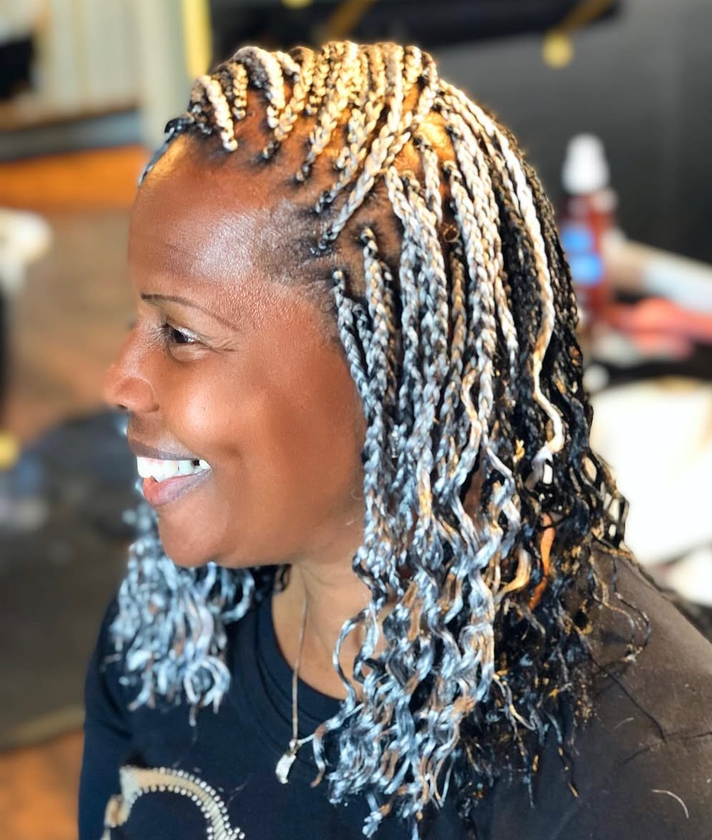Shoulder-Length Gray Braids
