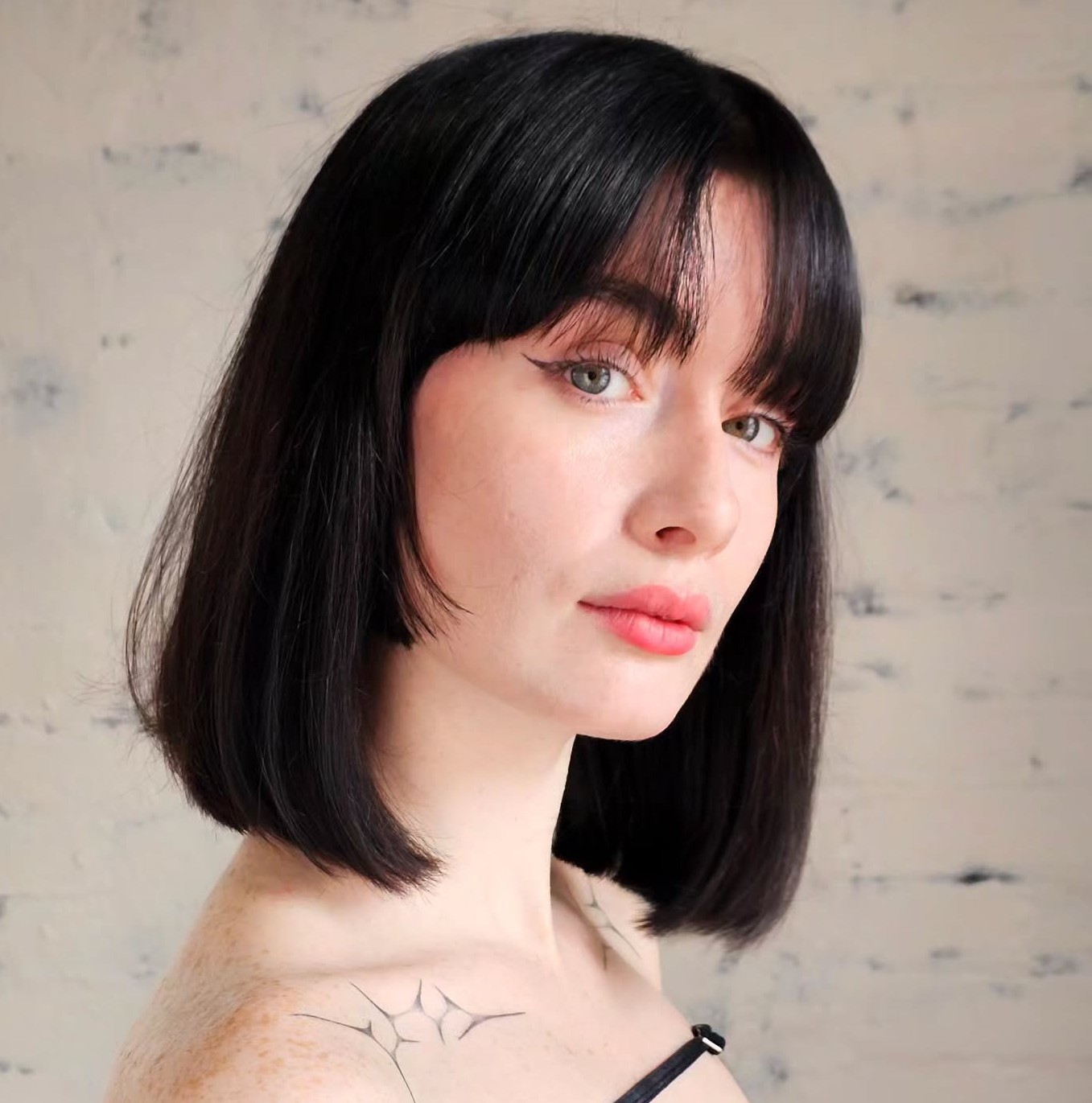 Blunt Long Bob with Bangs