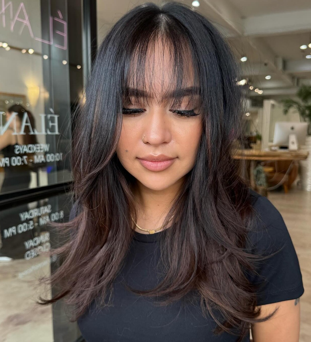 Wispy Bangs for a Big Forehead