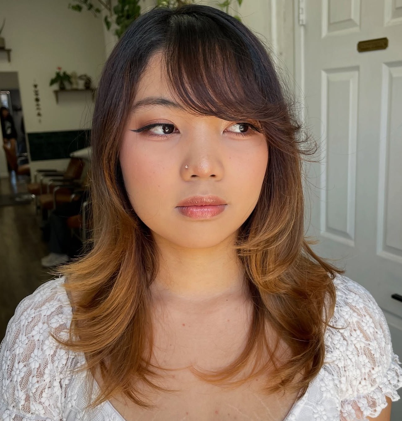 Side-Swept Bangs for Medium Hair