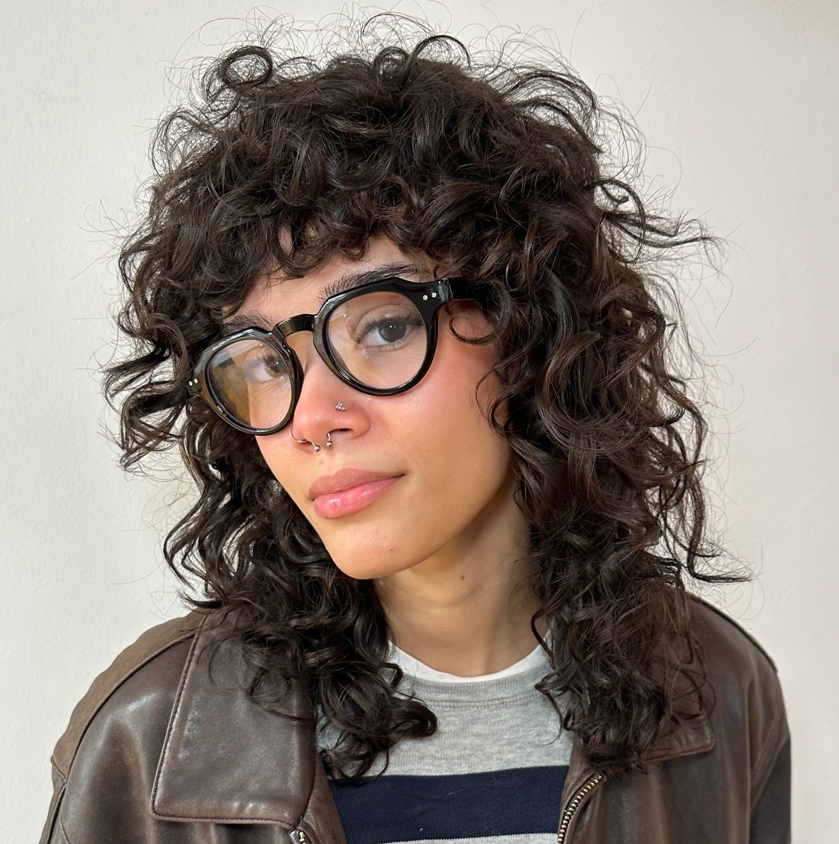 Medium Curly Shag with Bangs