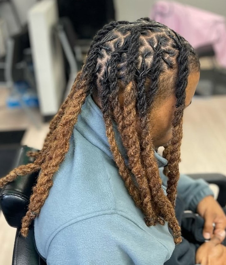 Mens Long Locs with Color
