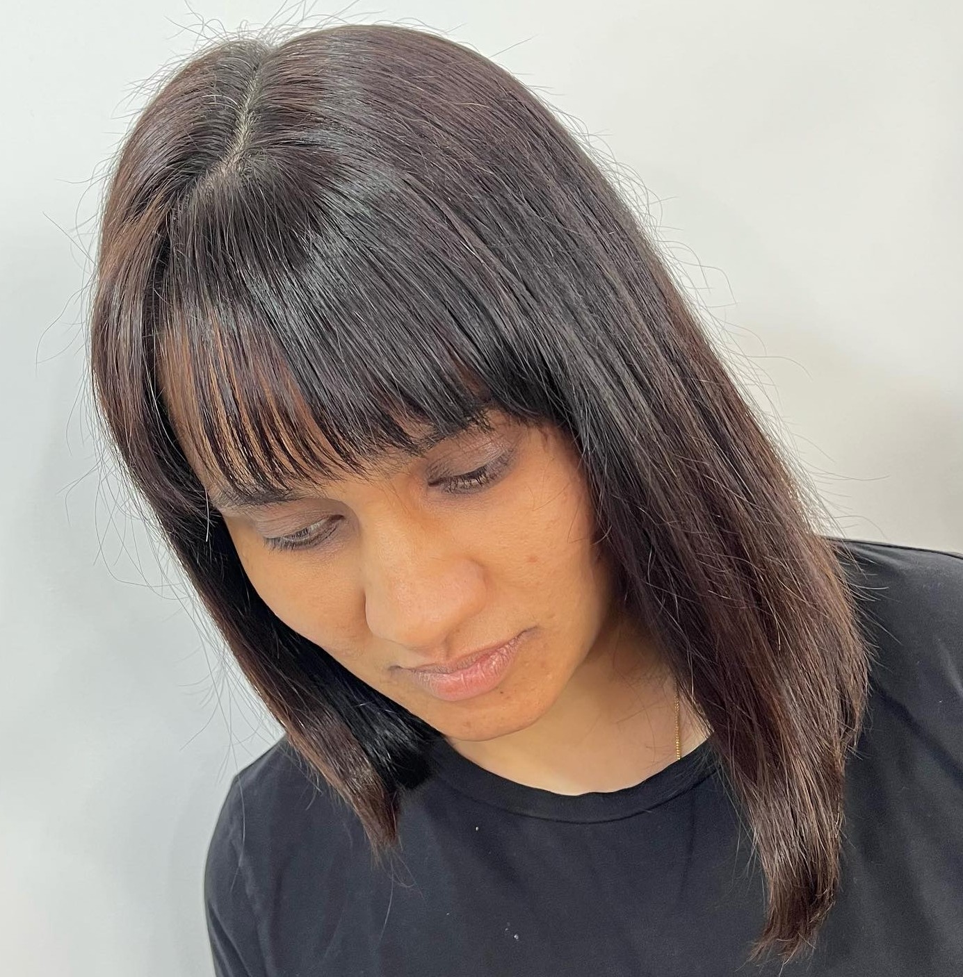 Angled Asymmetrical Bob with Bangs