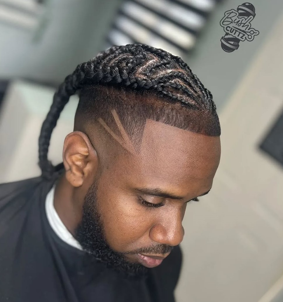Mens Cornrows with Fade