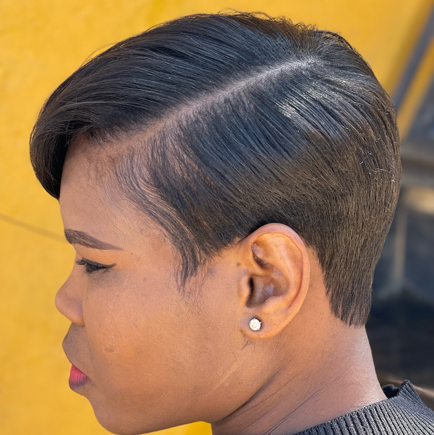 Black Relaxed Pixie Cut