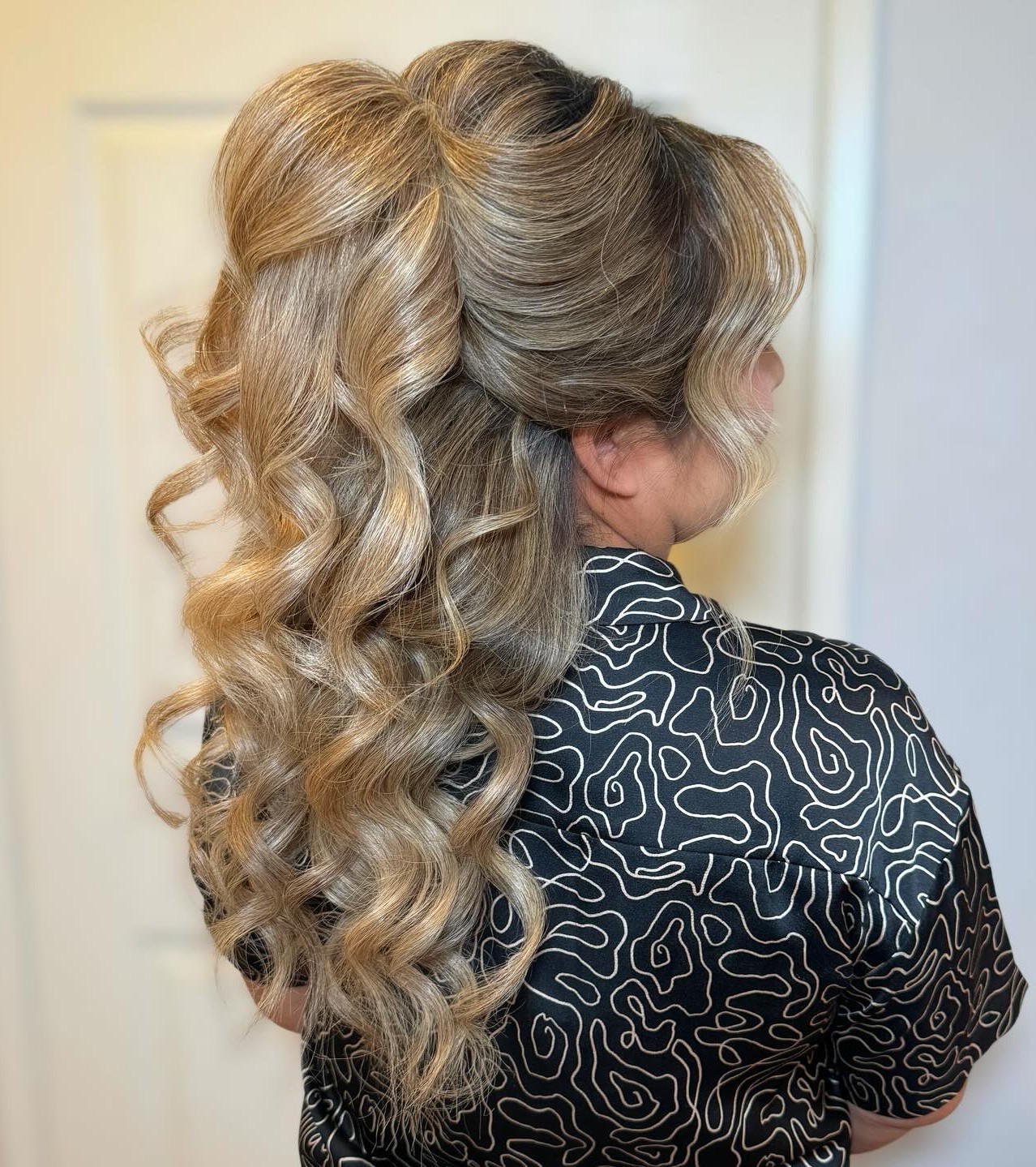 Layered Half-Updo for Long Length