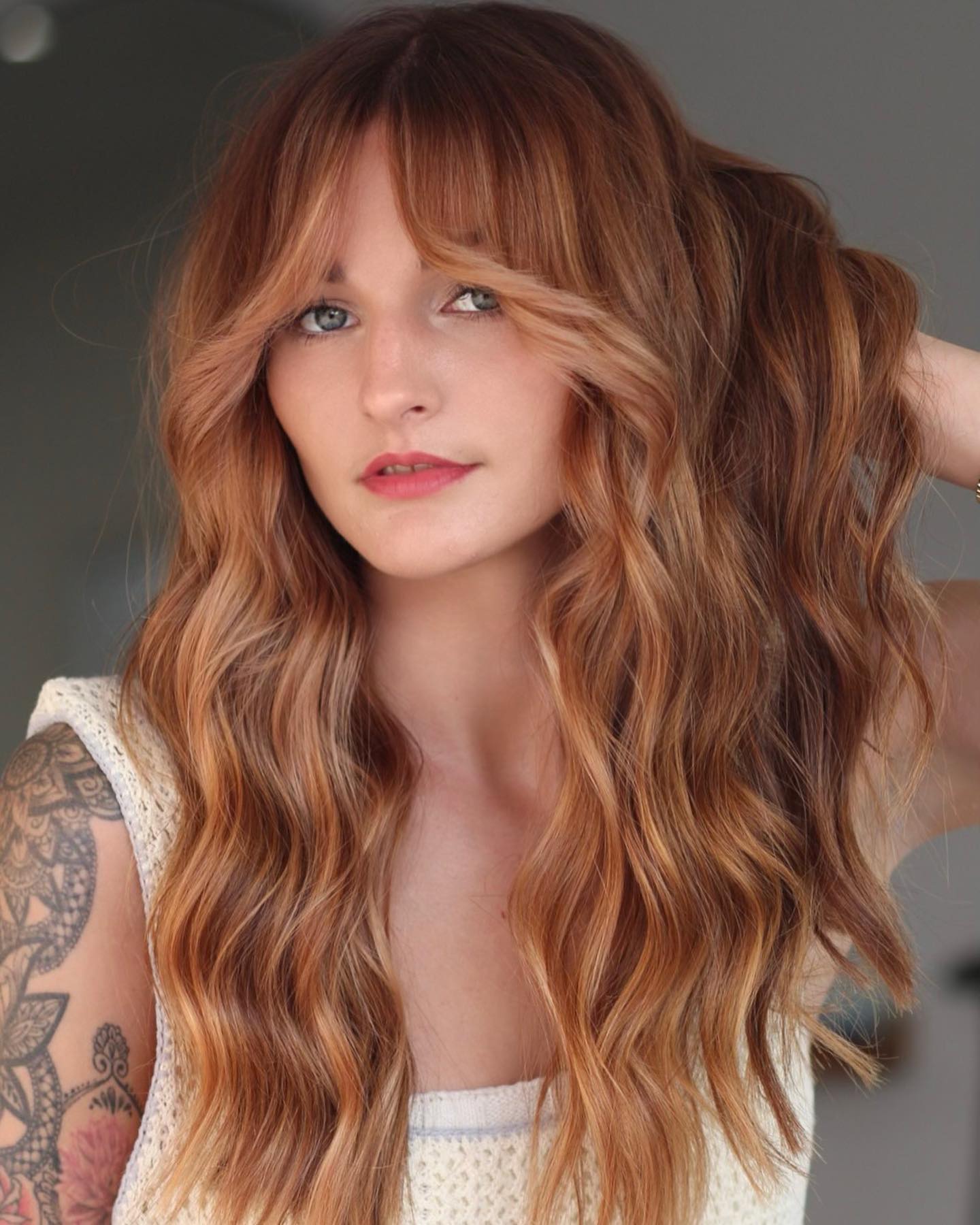 Strawberry Hair with Curtain Bangs