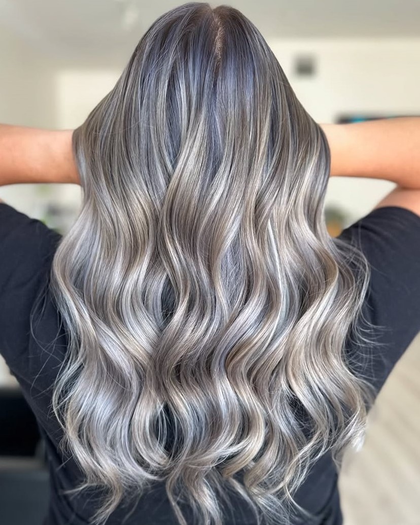Gray and Silver Blonde Balayage