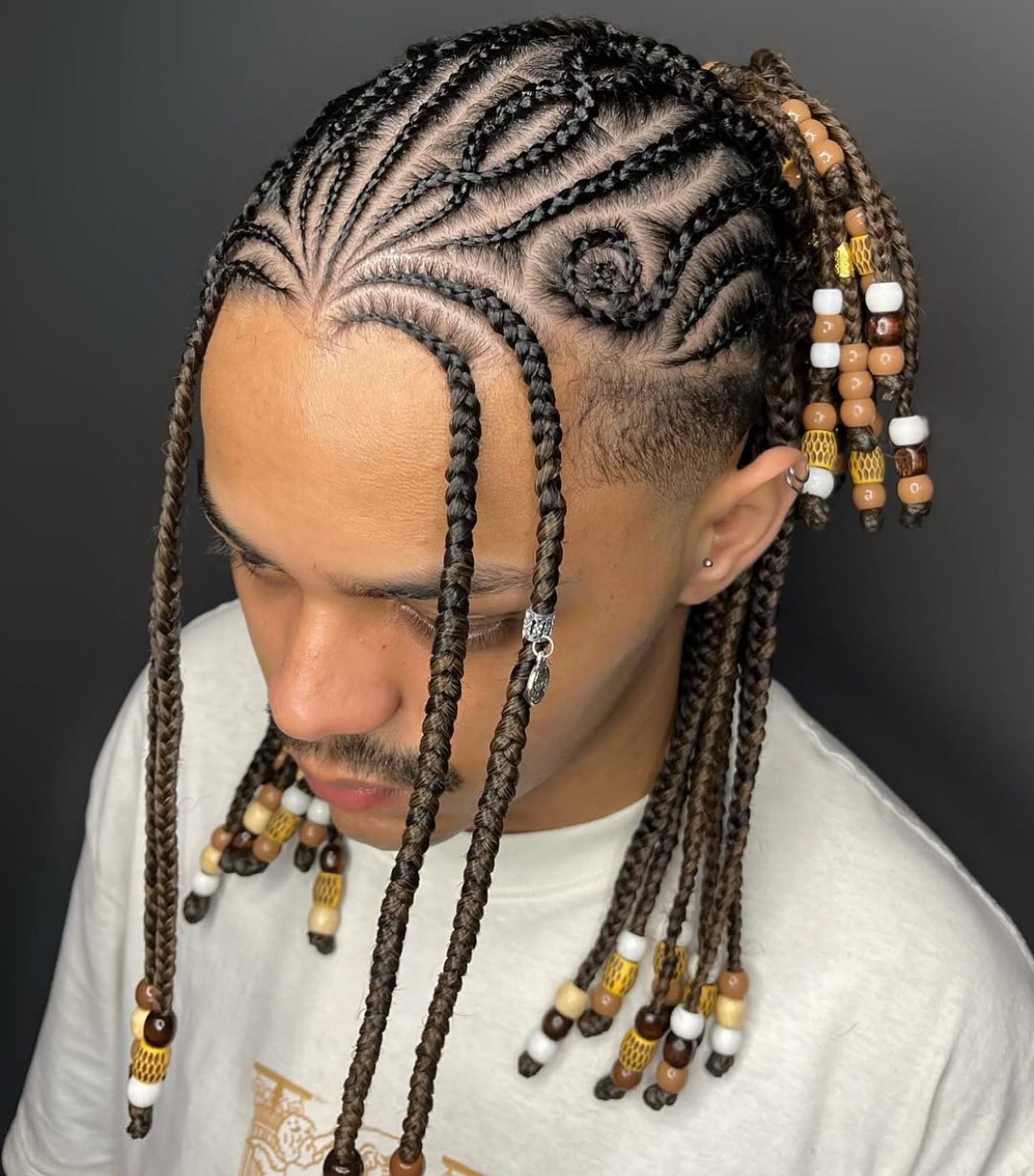 Beaded Braided Hairstyle for Men