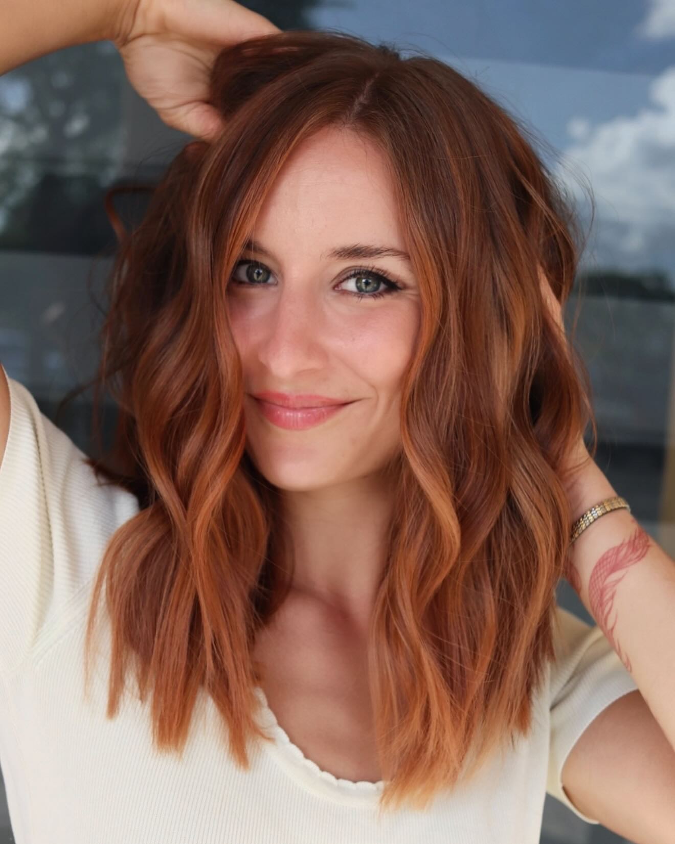 Dark Auburn with Strawberry Highlights
