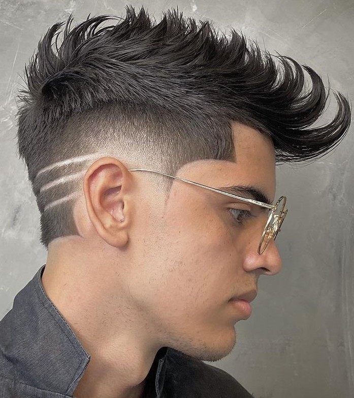 Men's Line Haircut with Long Top