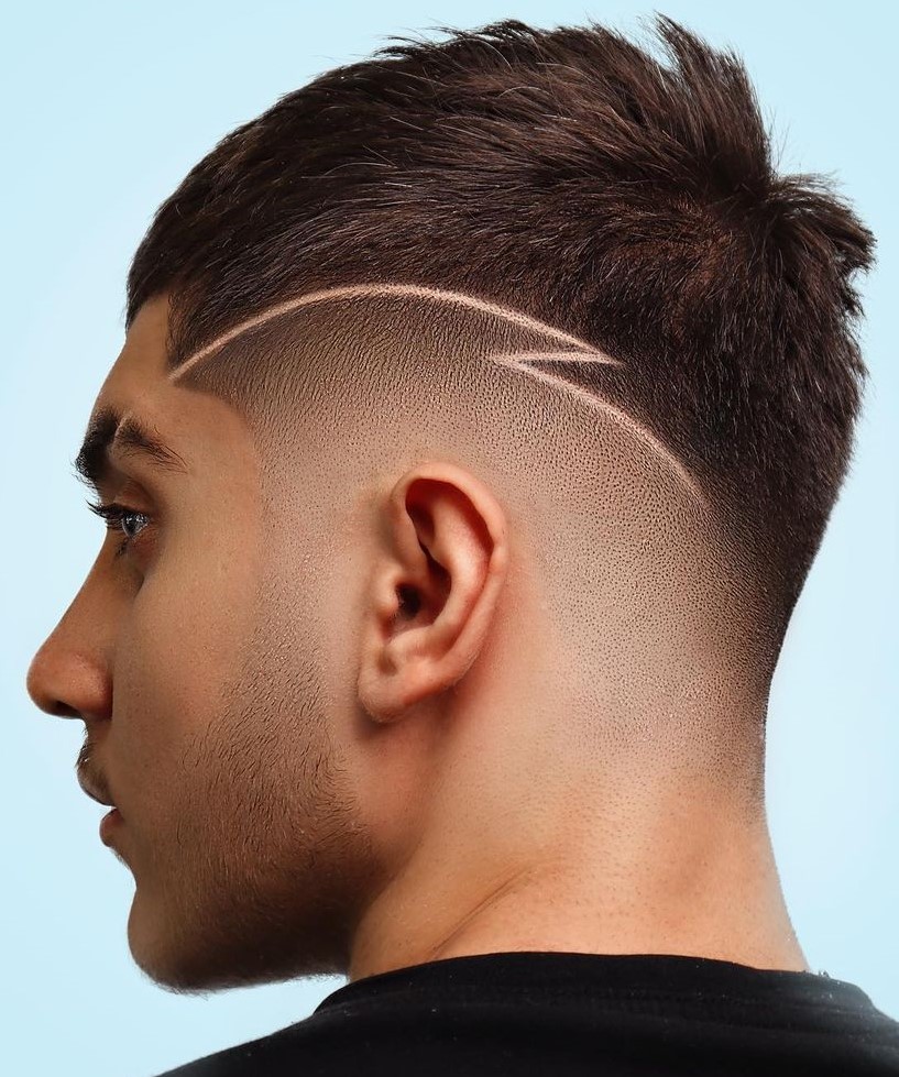 Crew Cut with Curved Z Line Haircut Design