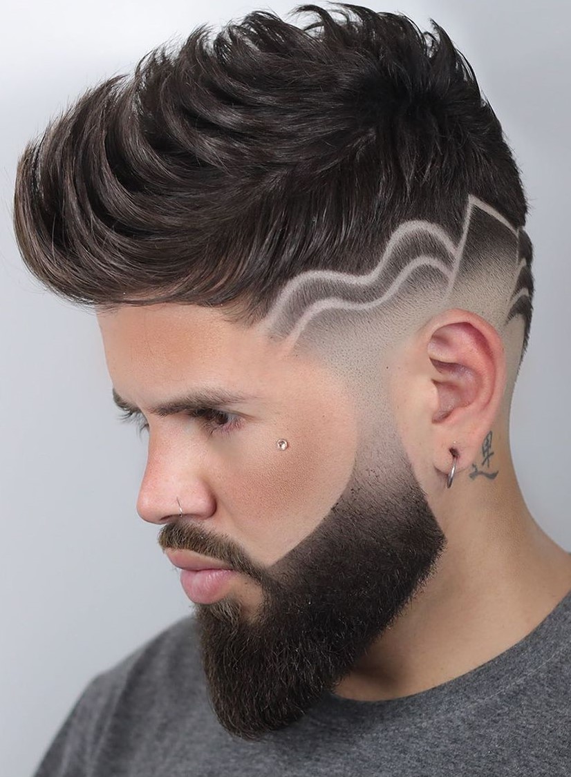 Long Top with Faded Sides and Wave Design