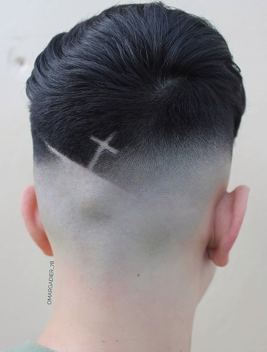 Cross Haircut Design at the Back