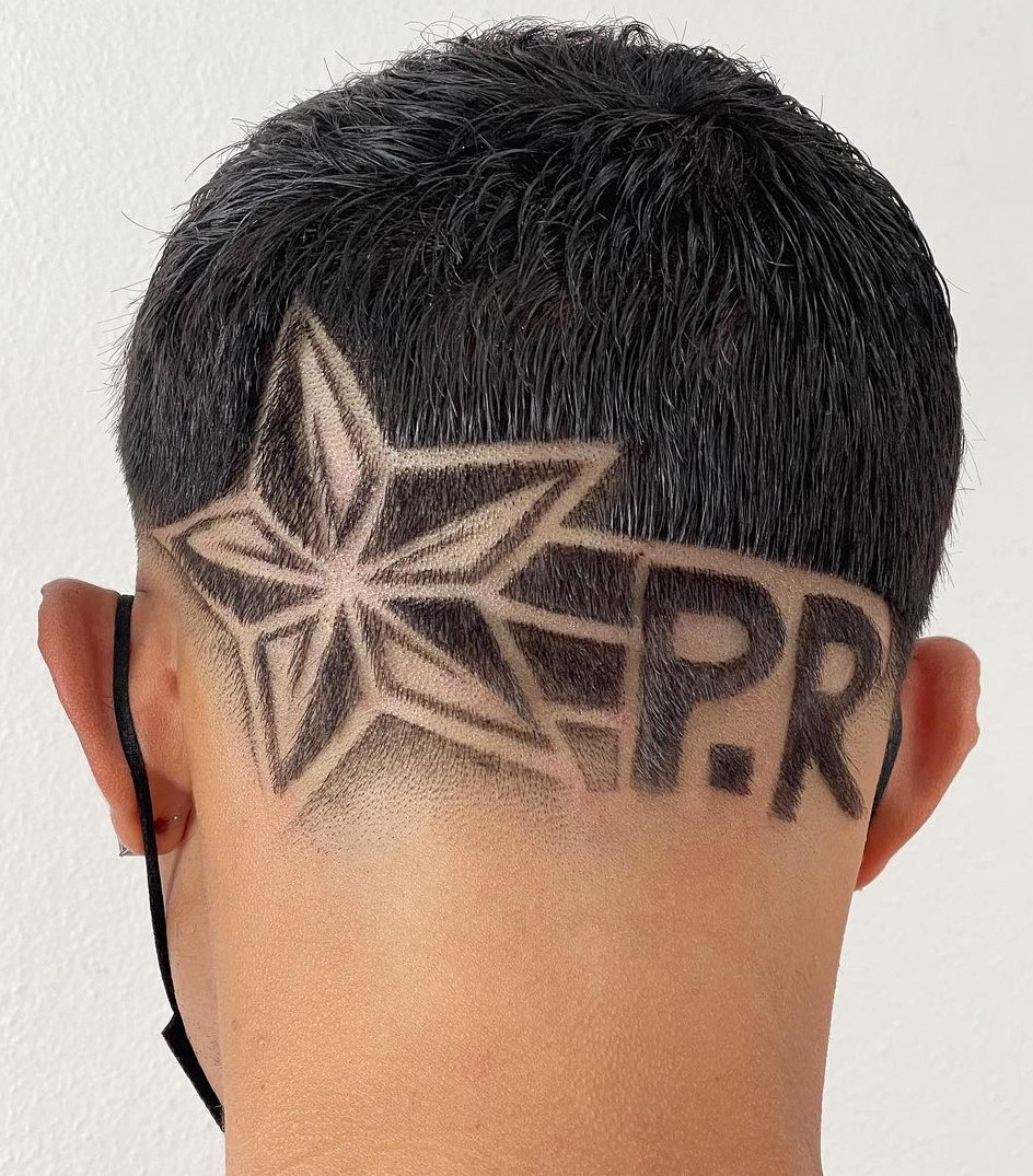 Men’s Haircut with A Puerto Rico Flag Hair Design