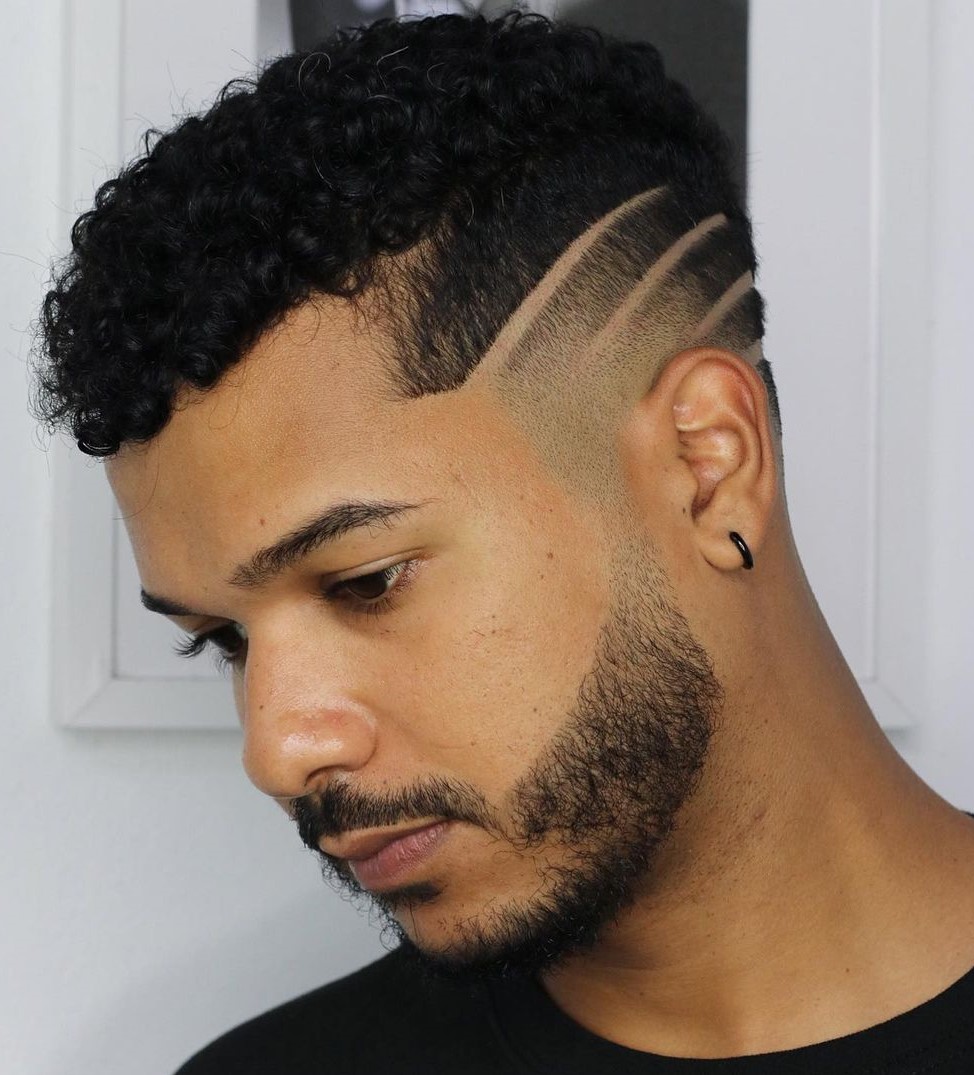 Short Haircut with Fade Lines Design